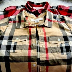 Authentic Burberry toddlers button up shirt SOLD as a set !! Size 18mo